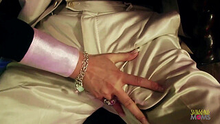 An outstanding brunette milf is horny so she joins a group orgy with her naughty blonde milf friends