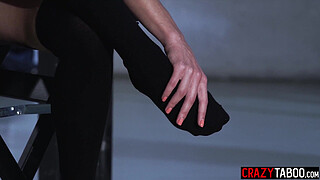 Hot small tits MILF Angelika Grays hot footjob and sensual pussy fucking