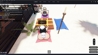 BEACH PARTY A YOUNG WOMAN LOSES A BET WITH A STRANGER AND GIVES HIM A TASTY BLOWJOB | ROBLOX