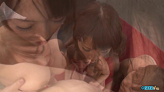 During this orgy this one dude had three sexy bitches sucking his hard beef bayonet.