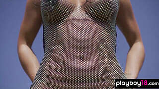 Classy big tits brunette beauty Kaitlynn Anderson relaxing nude by the pool