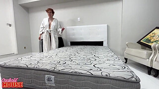 Two well-endowed guys tearing apart the pussy of a horny nerd girl.