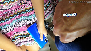 Unknown Brazilian Milf Press my Dick with her Phone in Public Train - Dick Flashing Touching