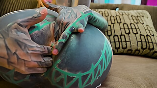 Tattooed Anal Queen in White Lingerie Fingers Herself Senseless