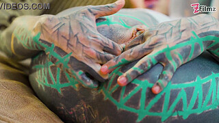 Tattooed Anal Queen in White Lingerie Fingers Herself Senseless