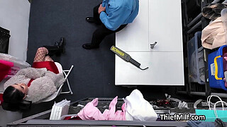 High class milf ends up throating officer for stealing earrings