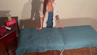 Naughty Redhead Massage Therapist Teases Me During the Session - Towel Fell Off!