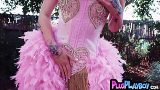 Big ass inked babe Shia Snow exposing amazing body while posing in sexy lingerie