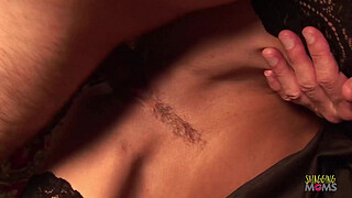 The men and brunettes get a visit from the blonde milf who they welcome with anal group sex