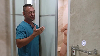 Husband fucks his wifes big tits stepsis