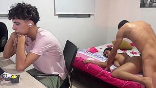 DON'T CUM INSIDE ME, THE CUCKOLD'S RIGHT THERE! My husband gets distracted and my best friend fucks me really good.