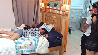 CUCKOLD! Stepbrother masturbates while watching his stepsister having sex! He fucked her too!