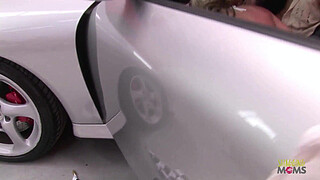 After seeing their expensive car the brunette and blonde milfs are eager to get pounded in a foursome