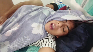 My perverted old stepfather visits my room and we end up having delicious sex in my bed