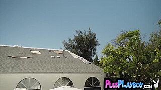 Beautiful blonde exposing her big ass during hot posing for the Playboy