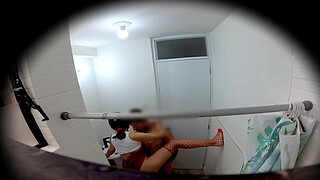 Mexican college student having sex in the bathroom after the party