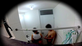 Mexican college student having sex in the bathroom after the party