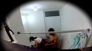 Mexican college student having sex in the bathroom after the party