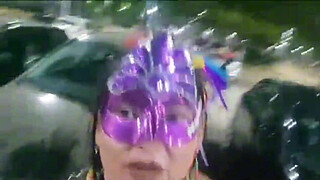 I left the carnival block party and stopped at the bathroom; there was a dick available.