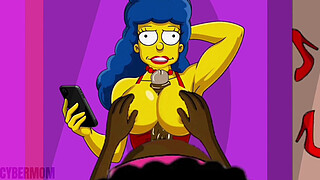 Married Housewife Cheats on Her Cuckold Husband on a Pink Couch. Cartoon Parody Simpsons. Hentai