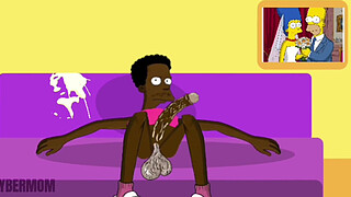 Married Housewife Cheats on Her Cuckold Husband on a Pink Couch. Cartoon Parody Simpsons. Hentai