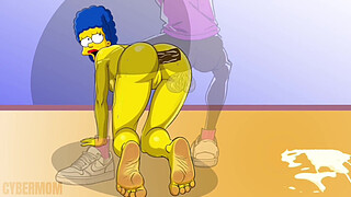 Married Housewife Cheats on Her Cuckold Husband on a Pink Couch. Cartoon Parody Simpsons. Hentai