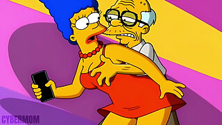 Married Housewife Cheats on Her Cuckold Husband on a Pink Couch. Cartoon Parody Simpsons. Hentai