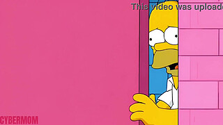 Married Housewife Cheats on Her Cuckold Husband on a Pink Couch. Cartoon Parody Simpsons. Hentai