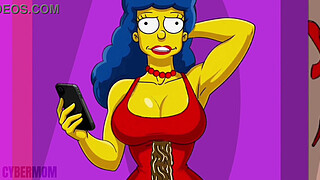 Married Housewife Cheats on Her Cuckold Husband on a Pink Couch. Cartoon Parody Simpsons. Hentai