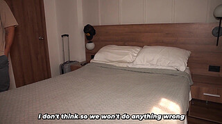 Big-bootied stepmom ends up in the same bed with her stepson after a hotel mix-up