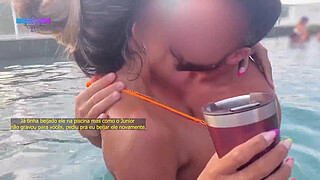 The Carnival debauchery started in the pool and ended in the bedroom with the cuckold cleaning up the man's mess.