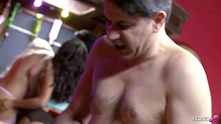 Sexy Group Sex Orgy with 5 Girls in Stockings and Lingerie and two Guys