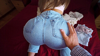 Step brother helps step sister clean her room...but things got dirty...