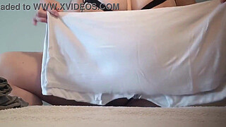 My naughty sister-in-law ironing clothes in see-through lingerie!!!