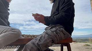 ACCIDENTAL BLOWJOB OUTDOORS - I cum very fast in his mouth, they almost see us, risky homemade sex