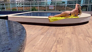 Milf caught me jerking off at public pool and helped me cum.