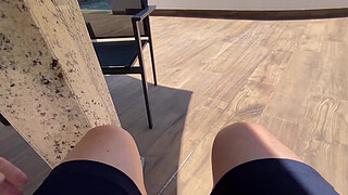 Milf caught me jerking off at public pool and helped me cum.