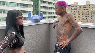 A young 18-year-old girl paying an intimate visit to a young, tattooed prisoner.