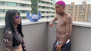 A young 18-year-old girl paying an intimate visit to a young, tattooed prisoner.