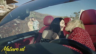 Four Lesbian MILFs Lick Each Other's Pussies With A View