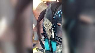 Young slut left her husband on the beach and had sex with the instructor on the jet ski.