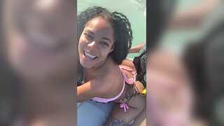 Young slut left her husband on the beach and had sex with the instructor on the jet ski.