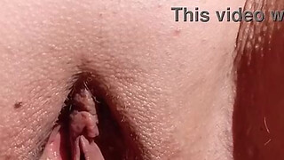 Maturemons, horny mature with top on and pants off squats outdoors to display gaping vagina