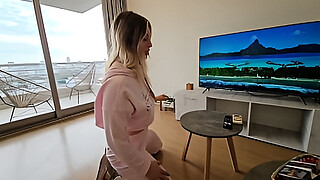 Beautiful blonde with a big ass rides me hard until the final cumshot