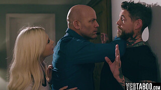 Teen stepdaughter blows and fucks evil BF in front of stepparents