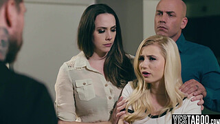 Teen stepdaughter blows and fucks evil BF in front of stepparents