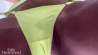 Blonde MILF shows off her new swimsuit, rubbing her HUGE CLITORIS in your face – Fabi Drumond