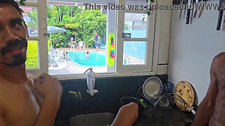 I gave some to my husband's friends in the kitchen while he was cleaning the pool. Part 2