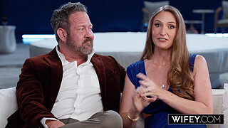 WIFEY Married MILF Brandi Johnson Gets Spit-Roasted And Creampied While Hubby Watches