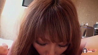 Homemade Asian cock sucker Chichi is sucking a dick in bedroom like a pro